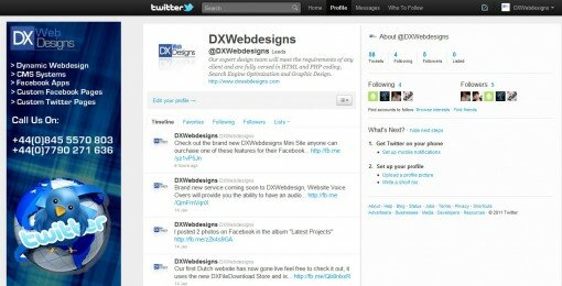 Custom Twitter Pages. DXWebdesigns Twitter Page